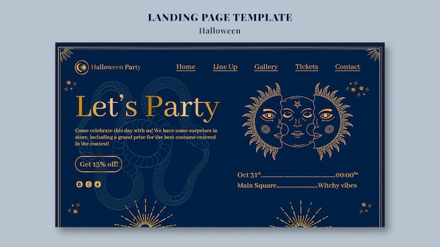 Free PSD halloween celebration landing page template