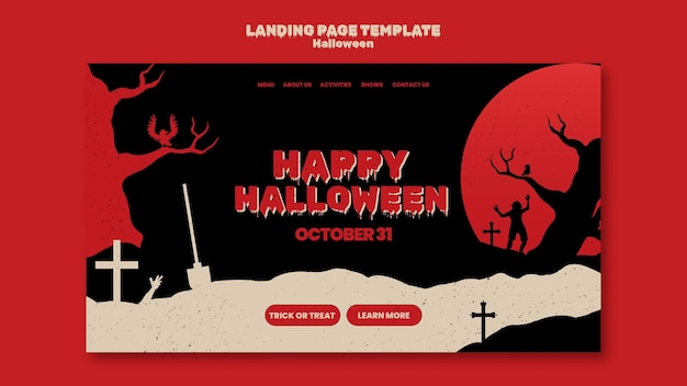 Free PSD halloween celebration landing page template