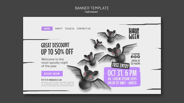 Free PSD halloween celebration landing page template