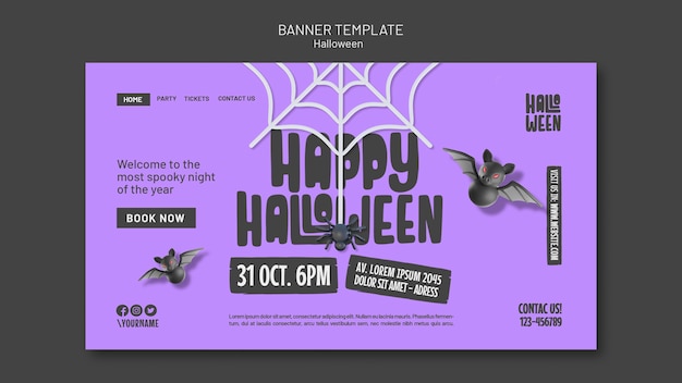 Free PSD halloween celebration landing page template