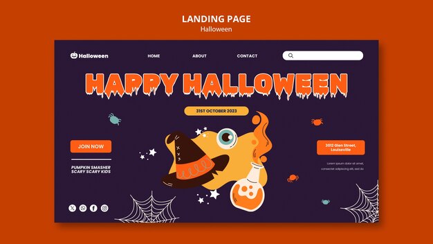 Free PSD halloween celebration landing page template