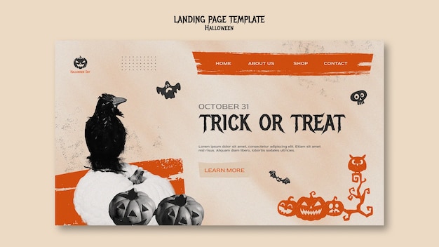 Free PSD halloween celebration landing page template