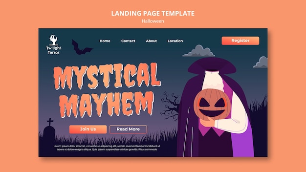 Free PSD halloween celebration landing page