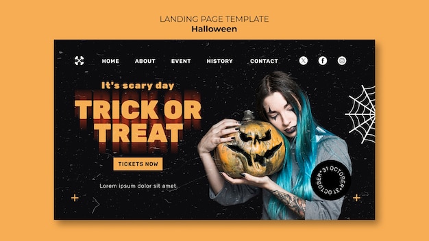 Free PSD halloween celebration landing page