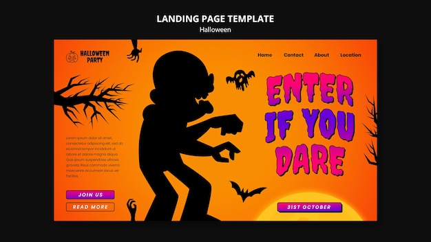 Free PSD halloween celebration landing page