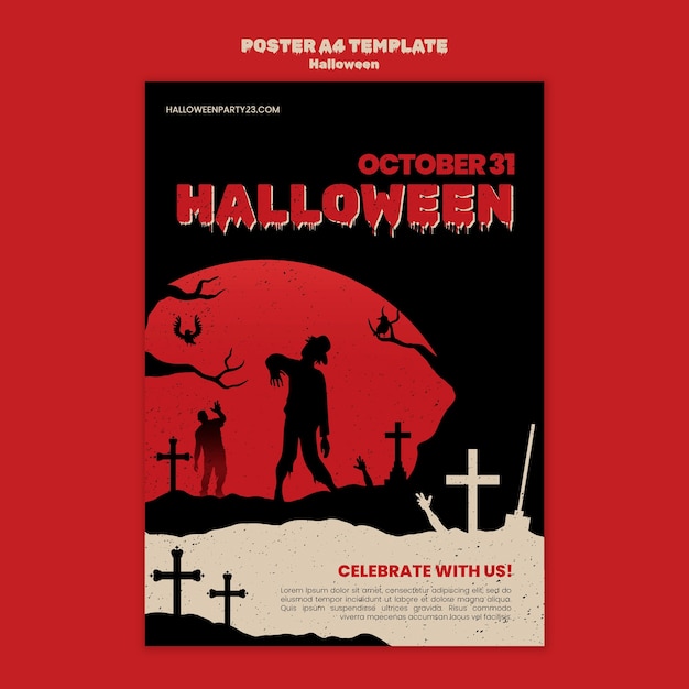 Free PSD halloween celebration poster template