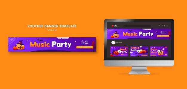 Halloween celebration youtube banner template