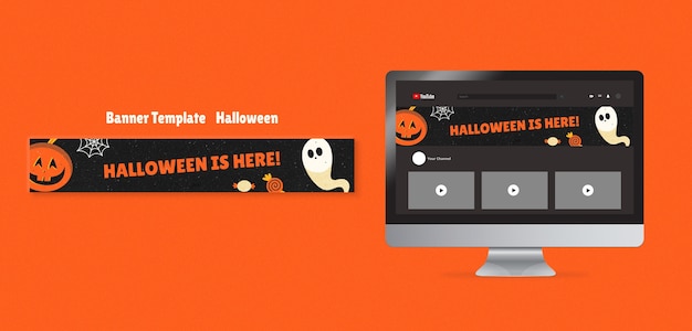 Free PSD halloween celebration  youtube banner