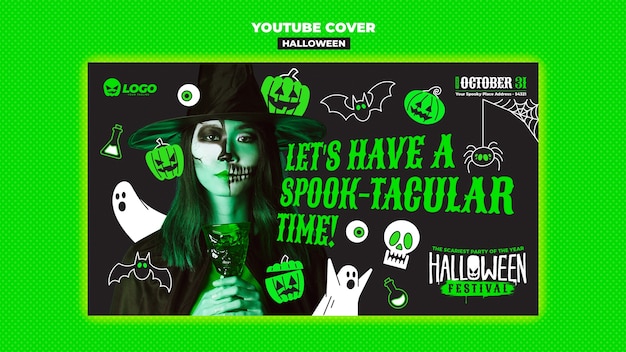 Free PSD halloween celebration youtube cover template