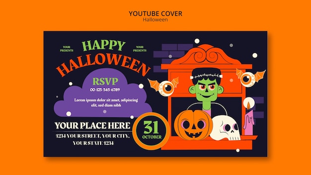 Free PSD halloween celebration youtube cover template