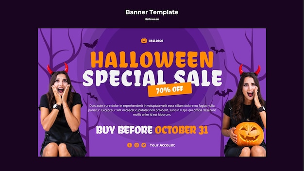 Free PSD halloween concept banner template