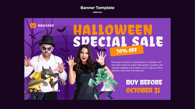 Free PSD halloween concept banner template