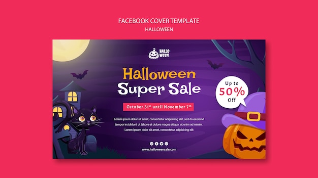 Free PSD halloween facebook cover template design