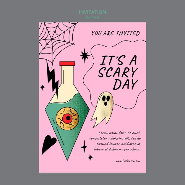 Halloween invitation template with shiny texture