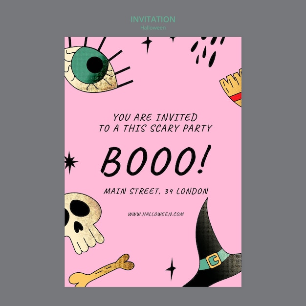 Free PSD halloween invitation template with shiny texture