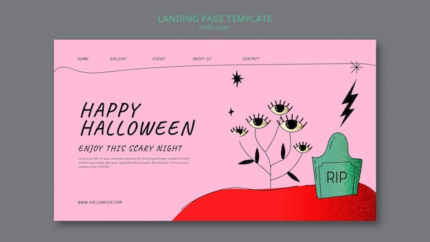 Halloween landing page template with shiny texture