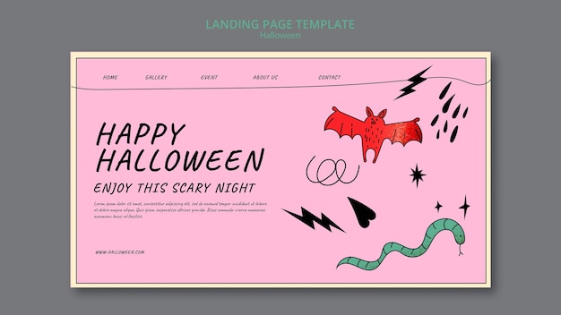 Halloween landing page template with shiny texture