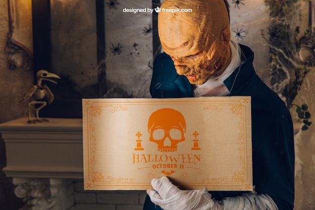 Free PSD halloween mockup with walking dead