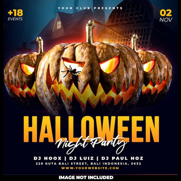 Free PSD halloween night party social media post design template