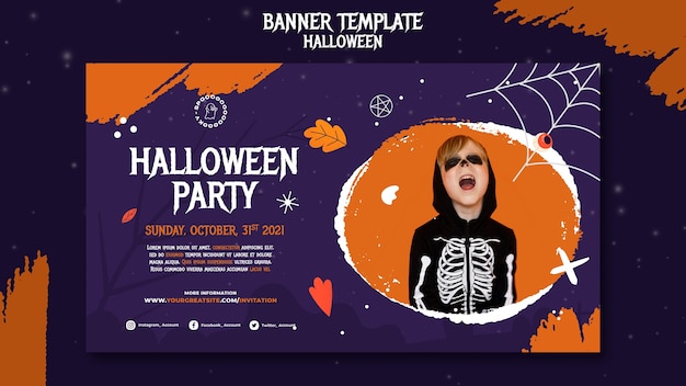 Halloween party banner template