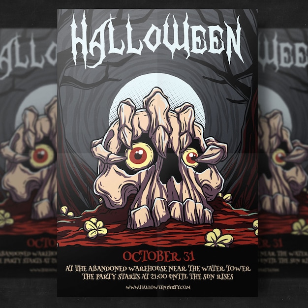 Free PSD halloween party flyer template