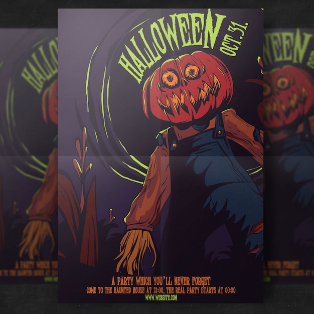 Free PSD halloween party flyer template