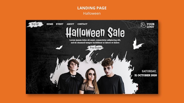 Free PSD halloween party landing page