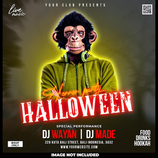 Free PSD halloween party night social media template design post