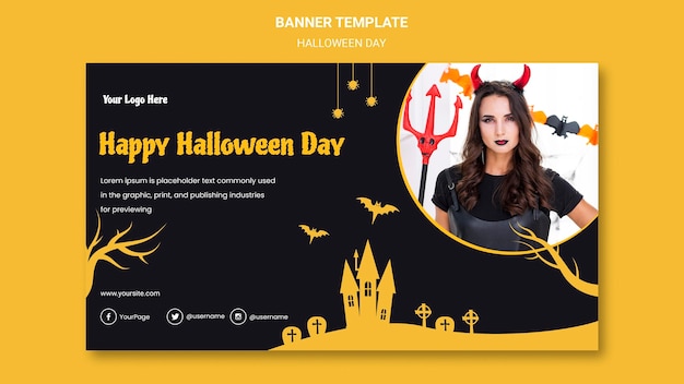 Free PSD halloween party template banner