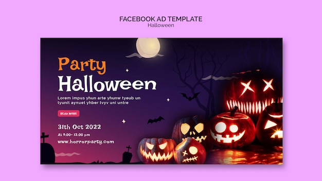 Free PSD halloween social media promo template with scary pumpkins