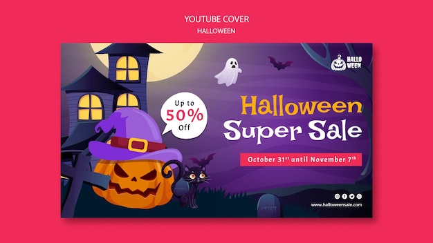 Free PSD halloween youtube thumbnail template design