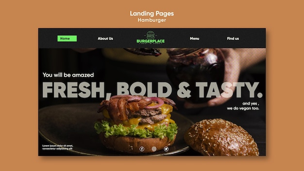 Free PSD hamburger restaurant template landing page