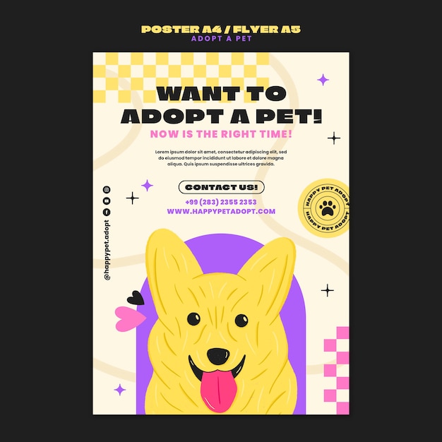 Free PSD hand drawn adopt a pet poster template