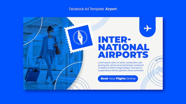 Hand drawn airport company facebook template