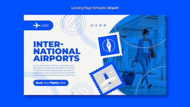 Hand drawn airport company landing page template