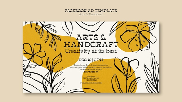 Free PSD hand drawn arts and handcraft facebook template