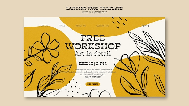 Free PSD hand drawn arts and handcraft landing page