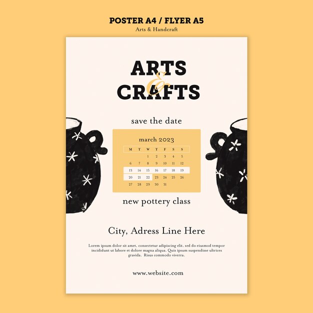 Hand drawn arts and handcraft poster template