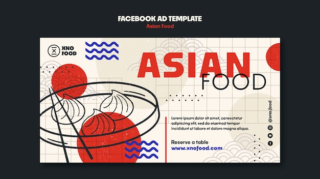 Free PSD hand drawn asian food template