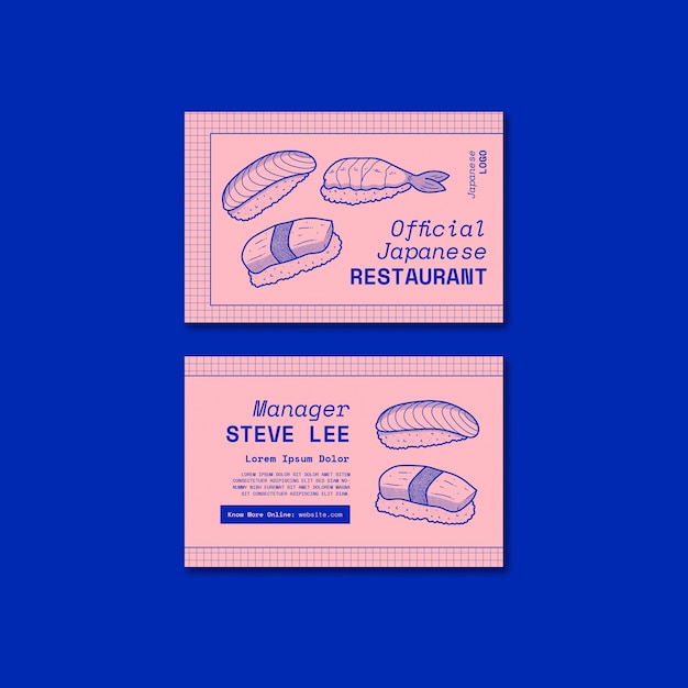 Free PSD hand drawn asian restaurant business card template