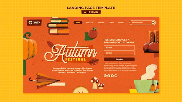 Hand drawn autumn festival landing page