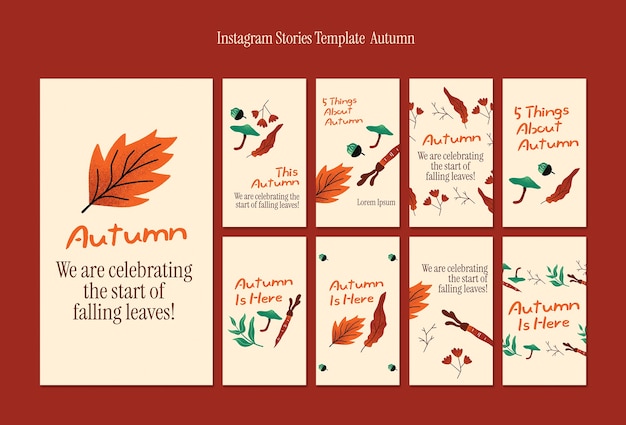 Free PSD hand drawn autumn instagram stories template