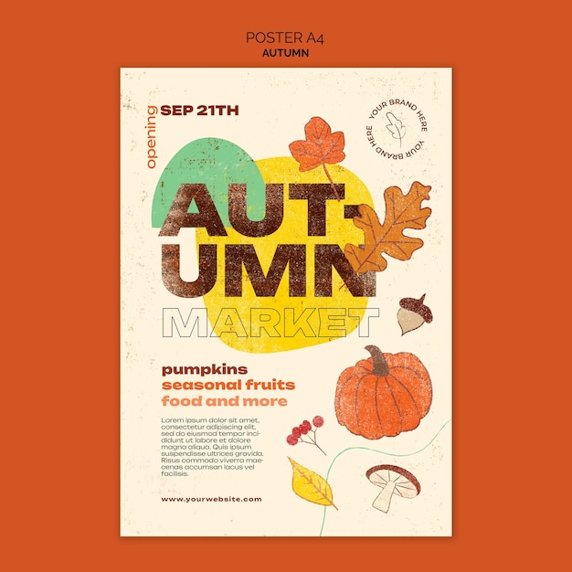 Free PSD hand drawn autumn template design