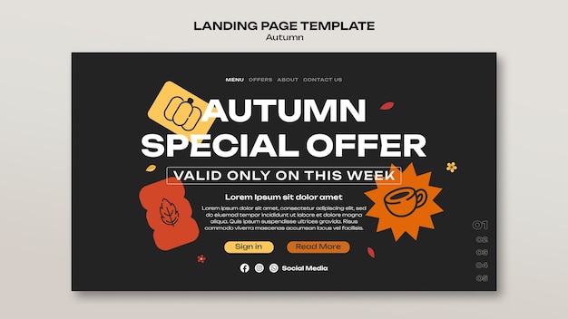 Free PSD hand drawn autumn template design