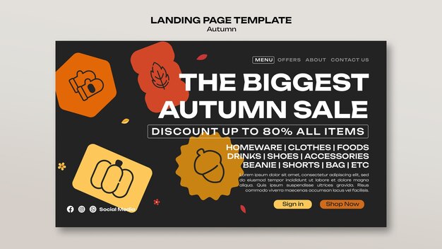 Free PSD hand drawn autumn template design