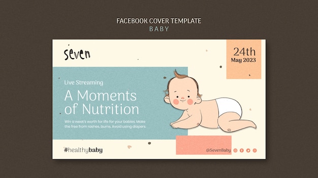 Free PSD hand drawn baby healthcare facebook cover