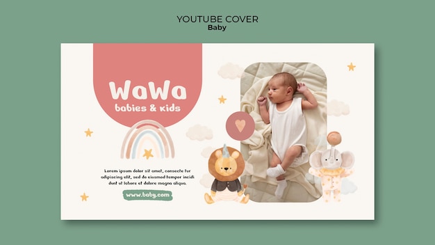 Free PSD hand drawn baby items youtube cover