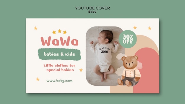 Free PSD hand drawn baby items youtube cover