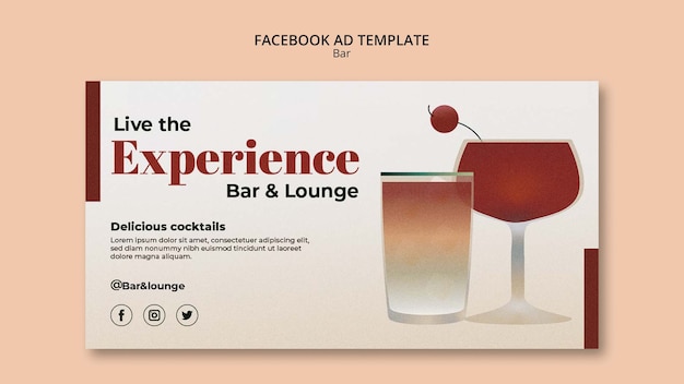 Free PSD hand drawn bar and lounge facebook template