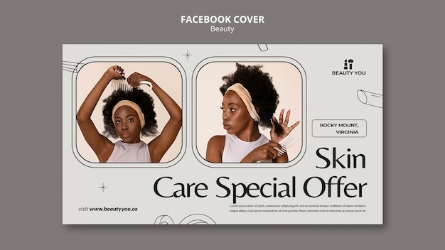 Free PSD hand drawn beauty concept facebook cover template